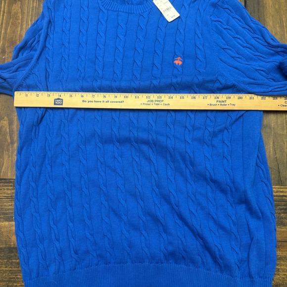 Brooks Brothers XXL Blue Supima Cotton Cable Knit Crew Neck Sweater NWT - Picture 6 of 7